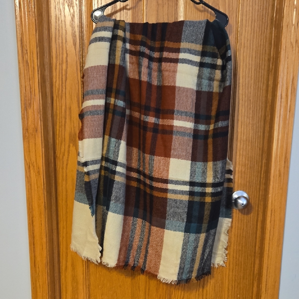Simonetta Asymmetrical Plaid Skirt in Brown and Cream